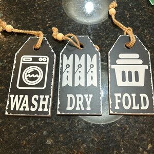 Wash Dry Fold Laundry Room Wooden Signs